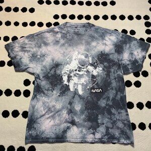 Nasa Hyper Space Astronaut Graphic T-Shirt Mens XXL Gray Tie Dye Space Tee Top